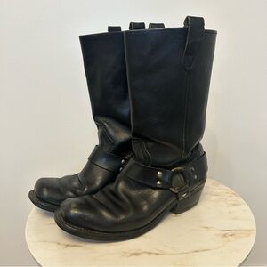 Vintage Leather Harness Moto Boots